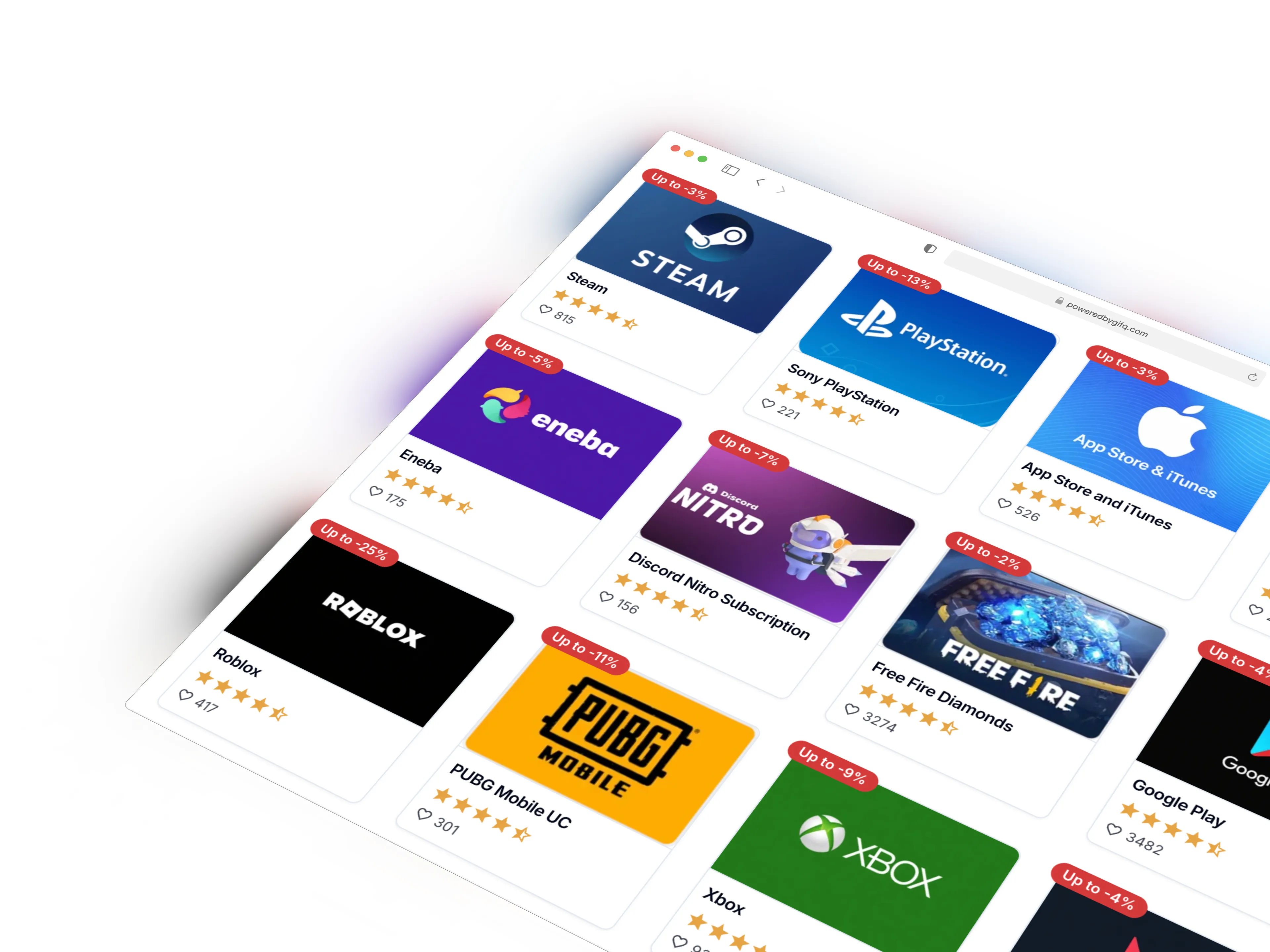 Example of GIFQ products integrated in a marketplace.