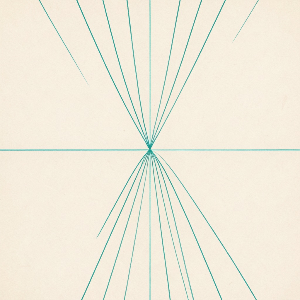 The lanes beginning to converge toward a common axis
