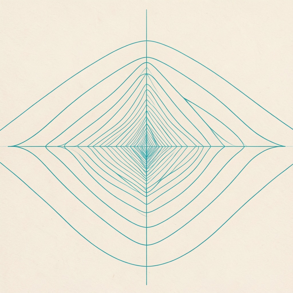 The contours tightening toward a clear central peak