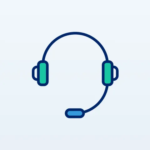 Illustration of a headset with a microphone for customer support or communication.