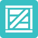 White crate icon with diagonal slats on a teal background.