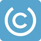 White copyright symbol inside a stylized circular design on a light blue background.