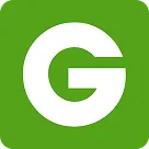 White stylized letter G on a green square background.