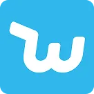 White stylized 'w' logo on a blue square background.
