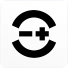 Black circular logo with an E shape on the left and a plus sign on the right.