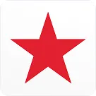 Red five-pointed star on a white background.