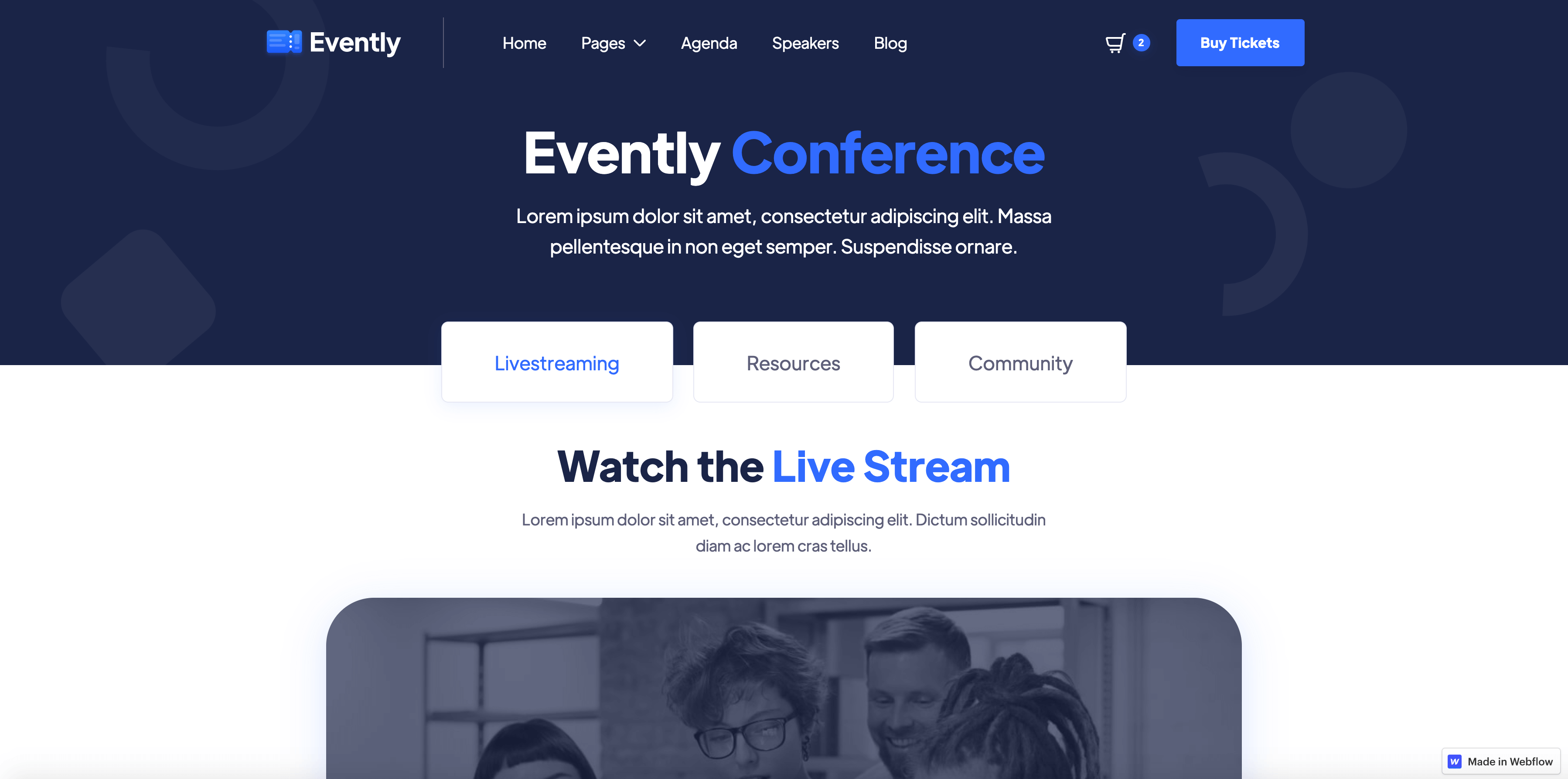 Conference Page - Evently Webflow Template