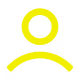 Simple yellow user profile icon with a circular head and curved shoulders on a transparent background.