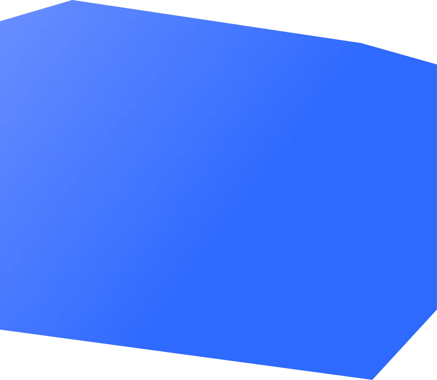 Blue polygonal shape with a curved top edge on a transparent background.