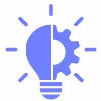 icone de l'innovation avec lampe et roue crantee