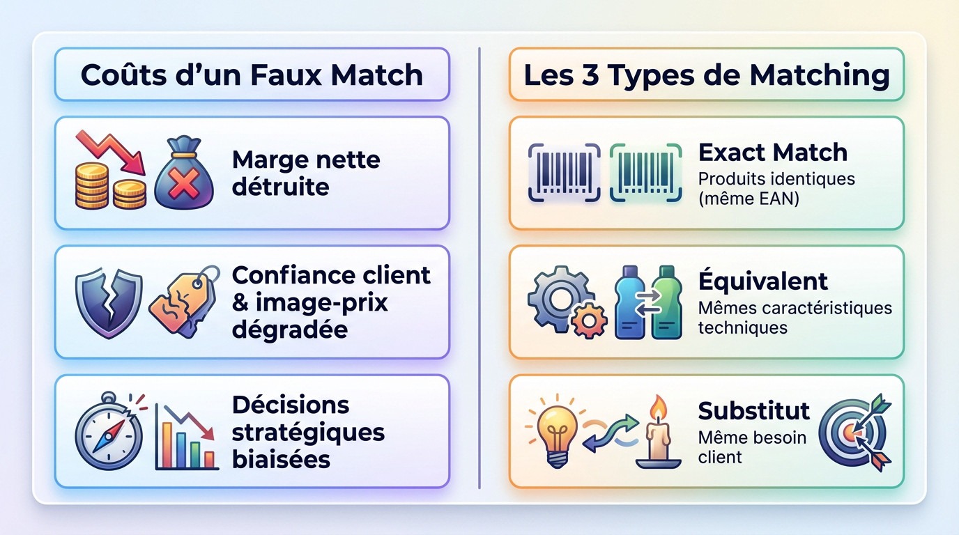 Infographie sur les coûts des faux matchs et types de matching retail