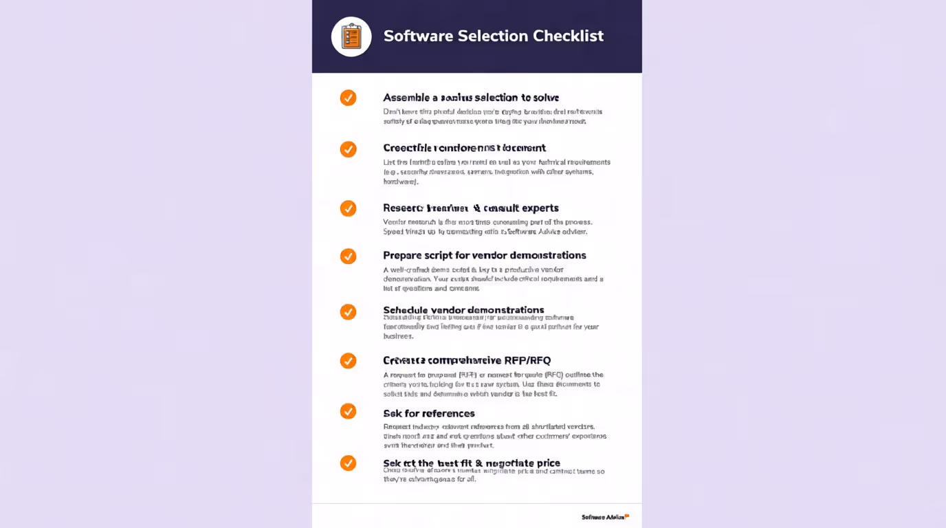 Checklist (10 criteria) for selecting the right solution