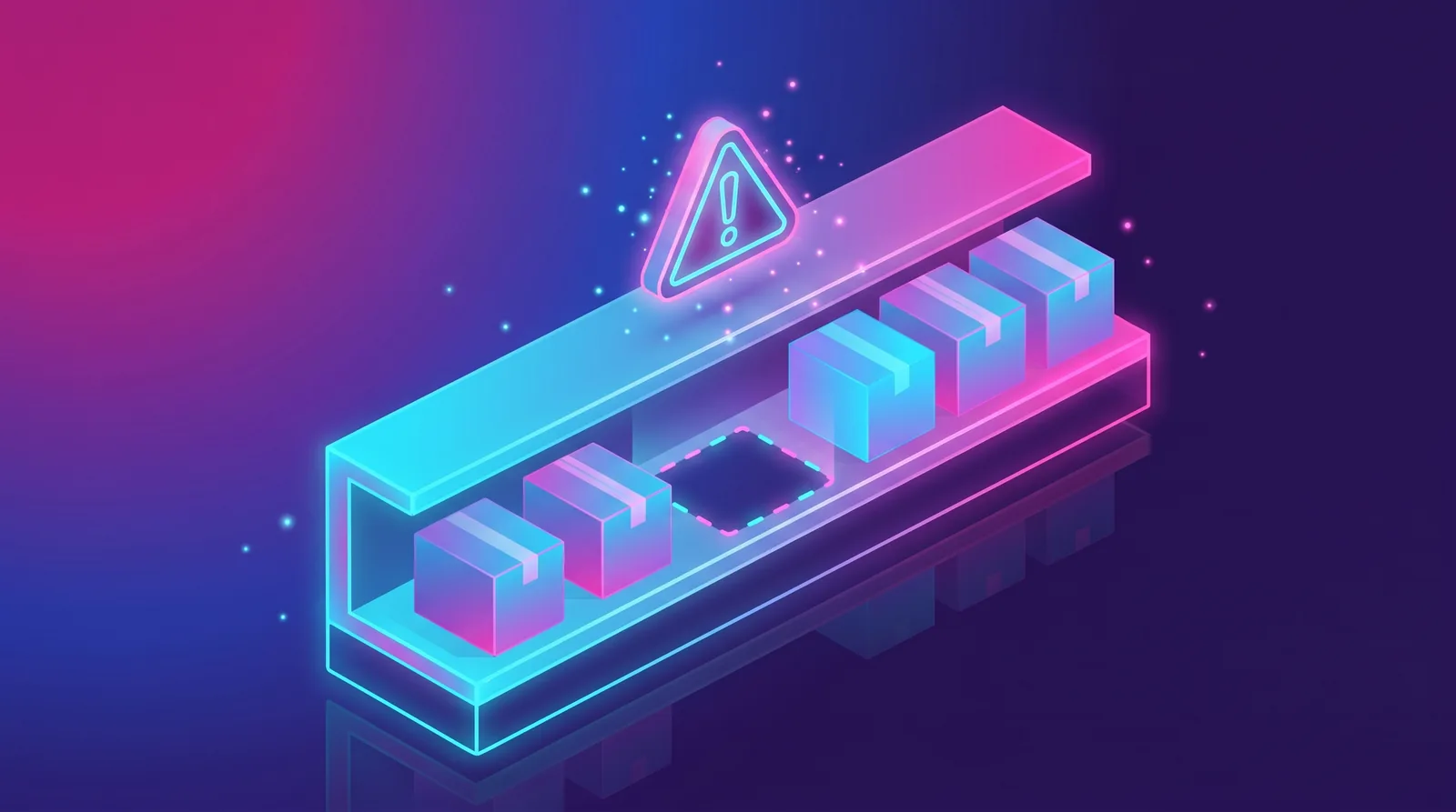 Illustration Booper : rayonnage avec un emplacement vide, rupture de stock