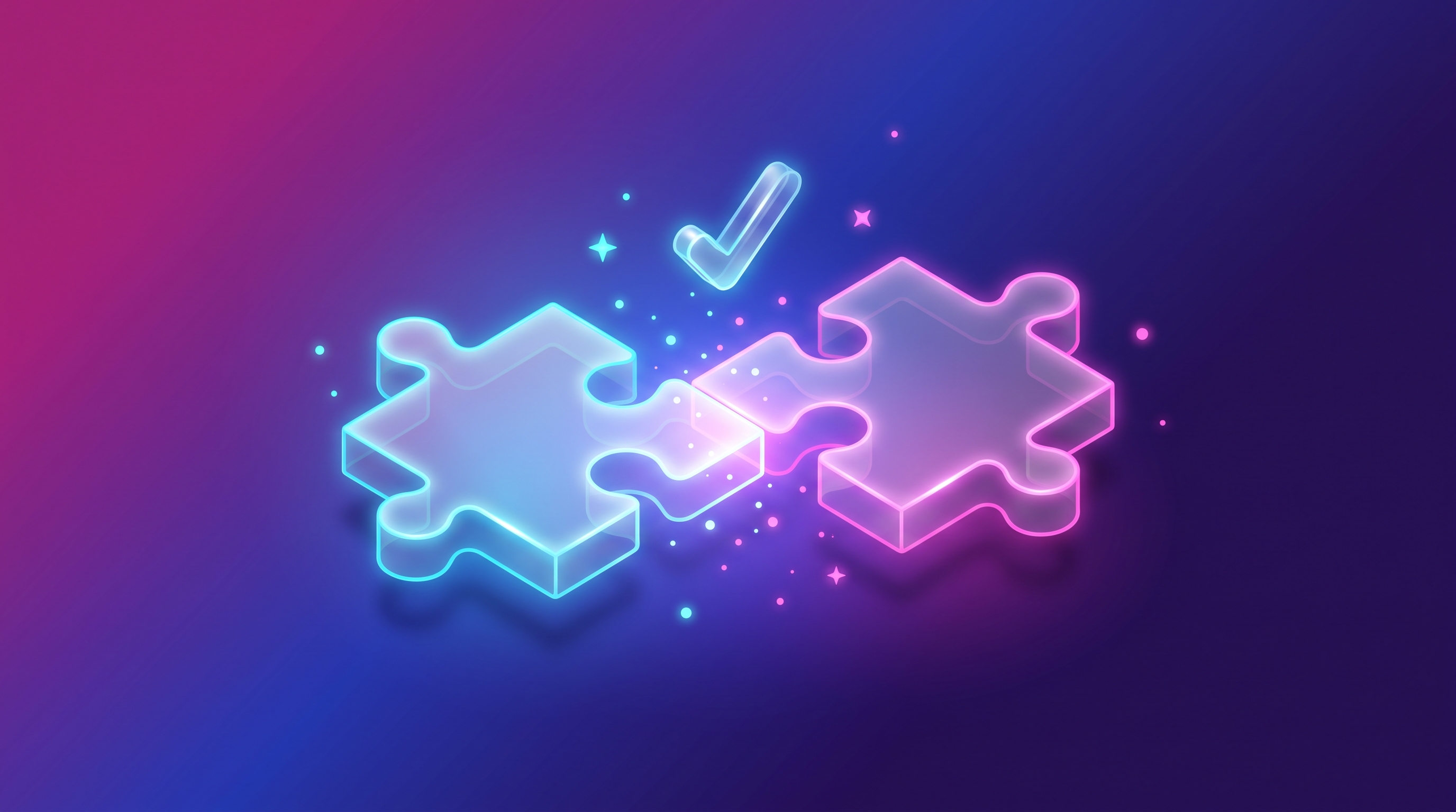 Illustration of two glass puzzle pieces fitting together, symbolizing the reliability of product matching