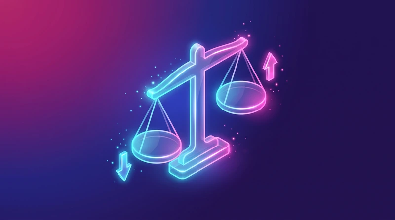 Illustration d'une balance en verre tirée par des flèches opposées symbolisant l'arbitrage pénétration versus écrémage