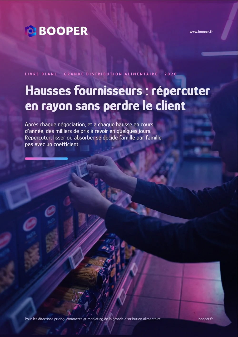 Titelseite des BOOPER-Whitepapers: Preiserhöhungen der Lieferanten – Wie man diese an die Regale weitergibt, ohne Kunden zu verlieren