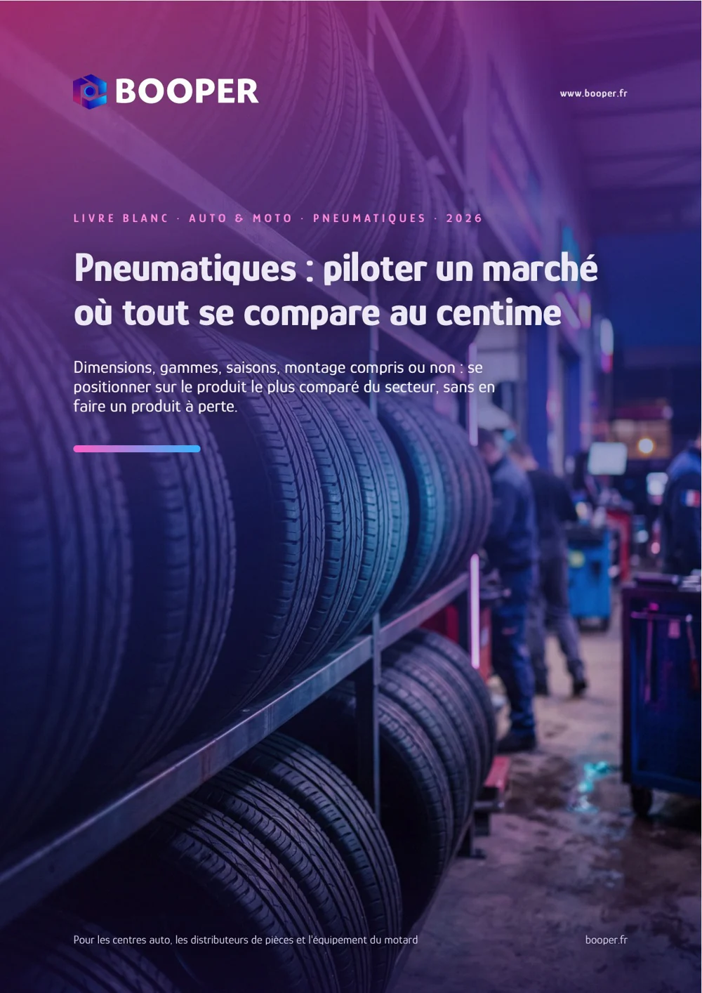 Cover of the BOOPER white paper: Tires—Navigating a Market Where Everything Is Compared Down to the Cent