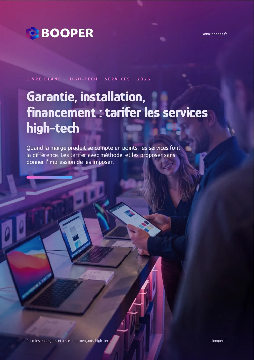 Titelseite des BOOPER-Whitepapers: Garantie, Installation, Finanzierung, Preisgestaltung für Hightech-Dienstleistungen