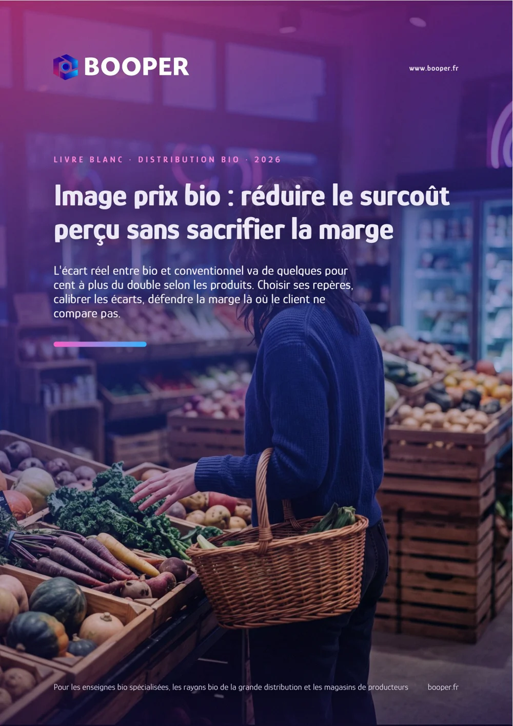 Titelseite des BOOPER-Whitepapers: Das Image von Bio-Produkten – die wahrgenommenen Mehrkosten senken, ohne die Marge zu beeinträchtigen