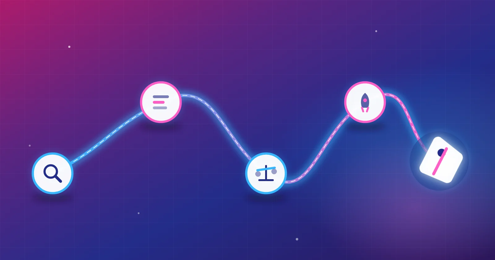 Chemin en quatre étapes menant à une étiquette de prix, image d'un projet d'outil de pricing