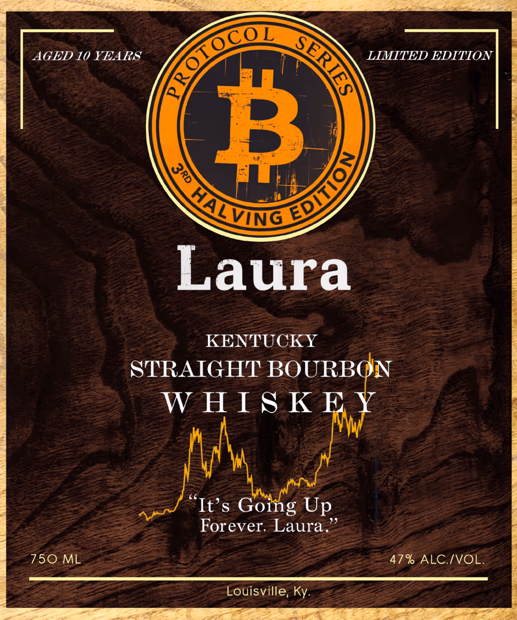 Laura Bitcoin Bourbon Front Wood Label