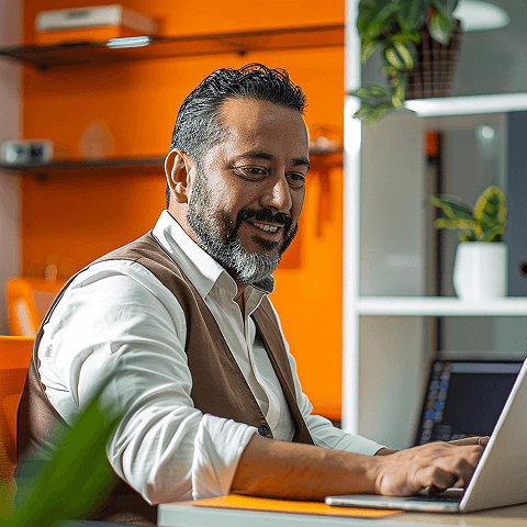 Group of five young adults outdoors smiling and posing energetically with arms outstretched.