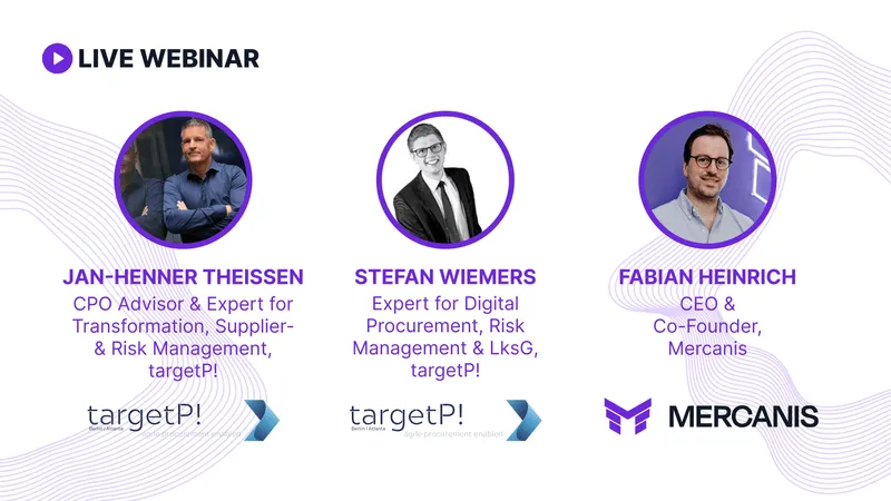 Webinar discussing procurement transformation, risk management, and compliance with industry leaders.