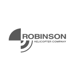 Robinson Helicopter Company logo with stylized rotor blade graphic.