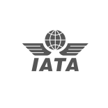 IATA logo featuring a globe with wings and the text IATA below.