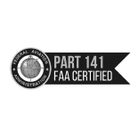 Seal with text Part 141 FAA Certified indicating certification by the Federal Aviation Administration.
