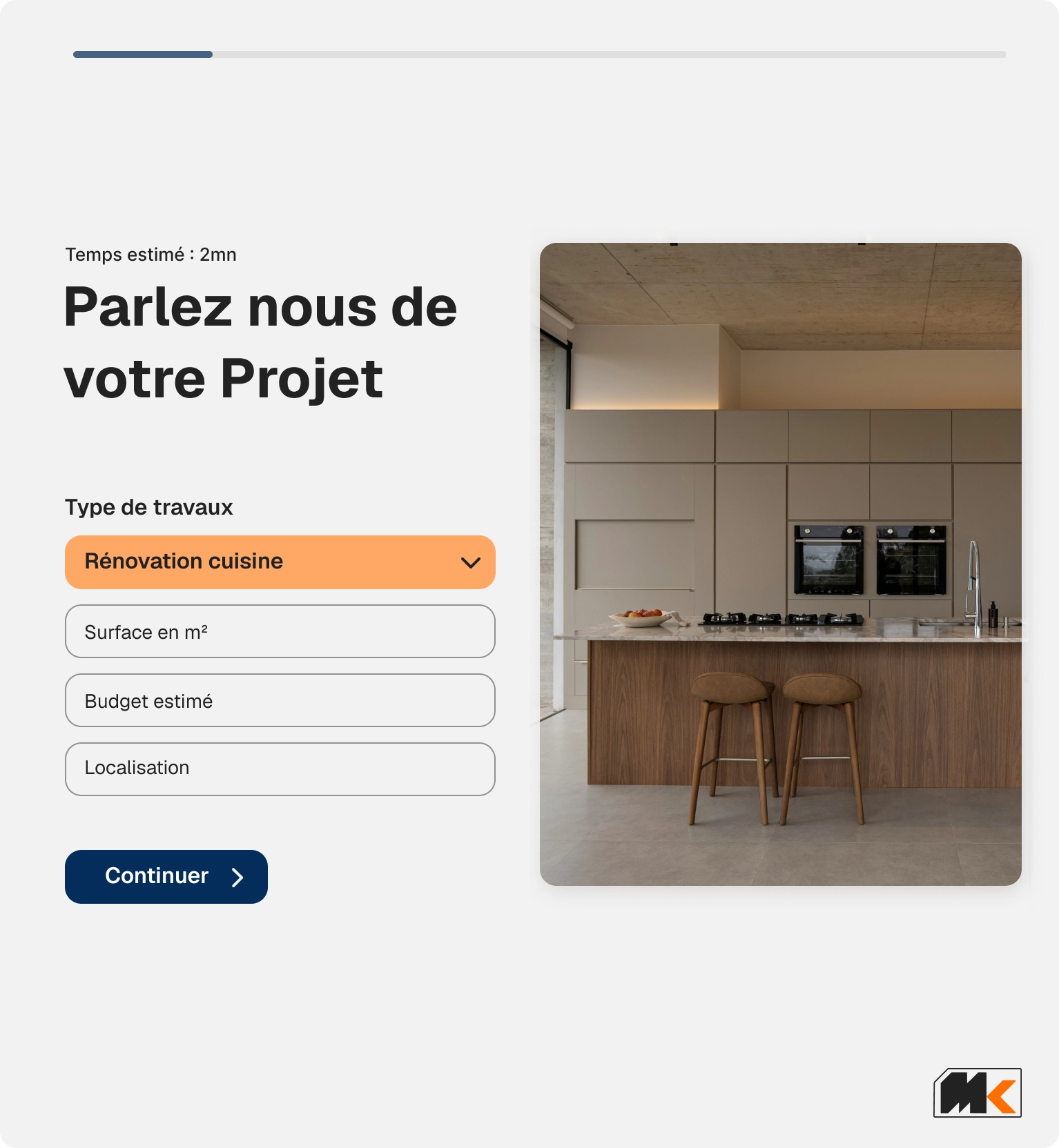 Cuisine rénovée illustrant une approche structurée et soignée des travaux.