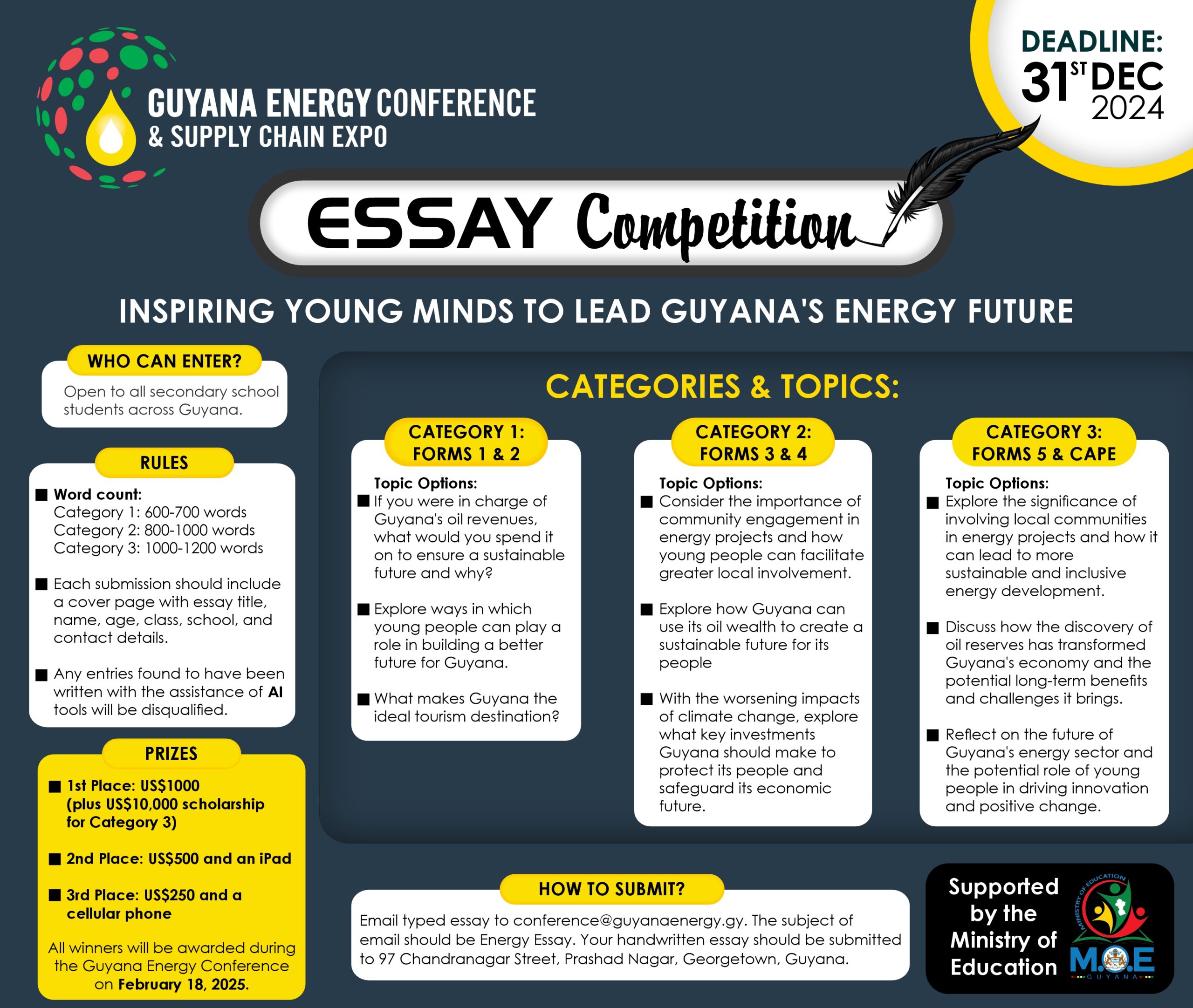 Guyana Energy Conference launches inaugural Essay Competition for Secondary School Students
