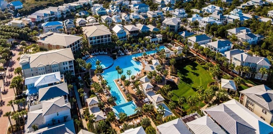30A Seacrest Beach Lagoon Pool aerial view 2020