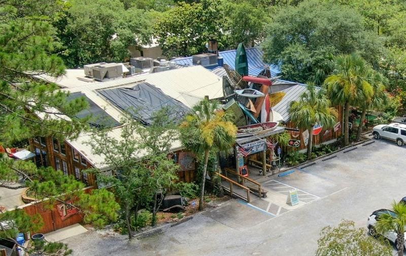 Aerial View of AJ`s Grayton Beach with live music daily