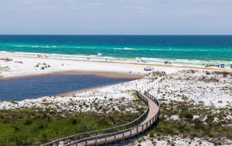 Camp Creek Lake outflows to the Gulf Of Mexico at WaterSound Beach