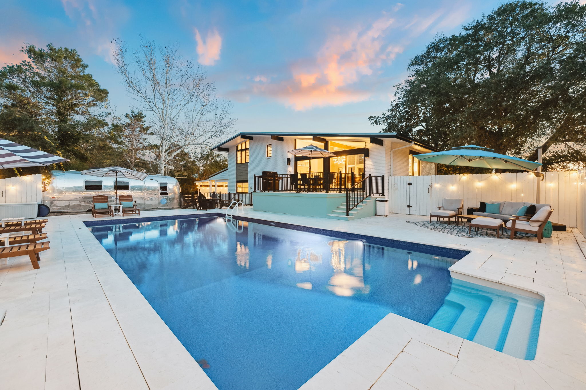 Private pool and outdoor living area at a 30A vacation rental home