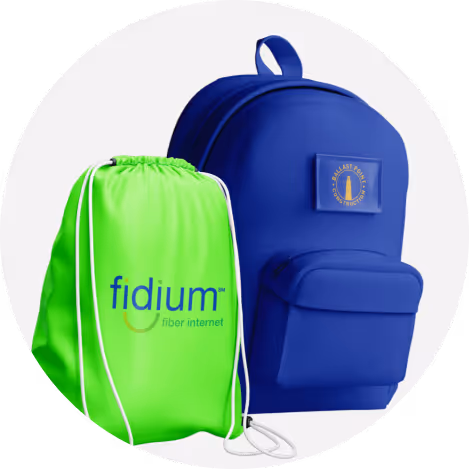Custom branded backpacks and drawstring bags created for promotional use.