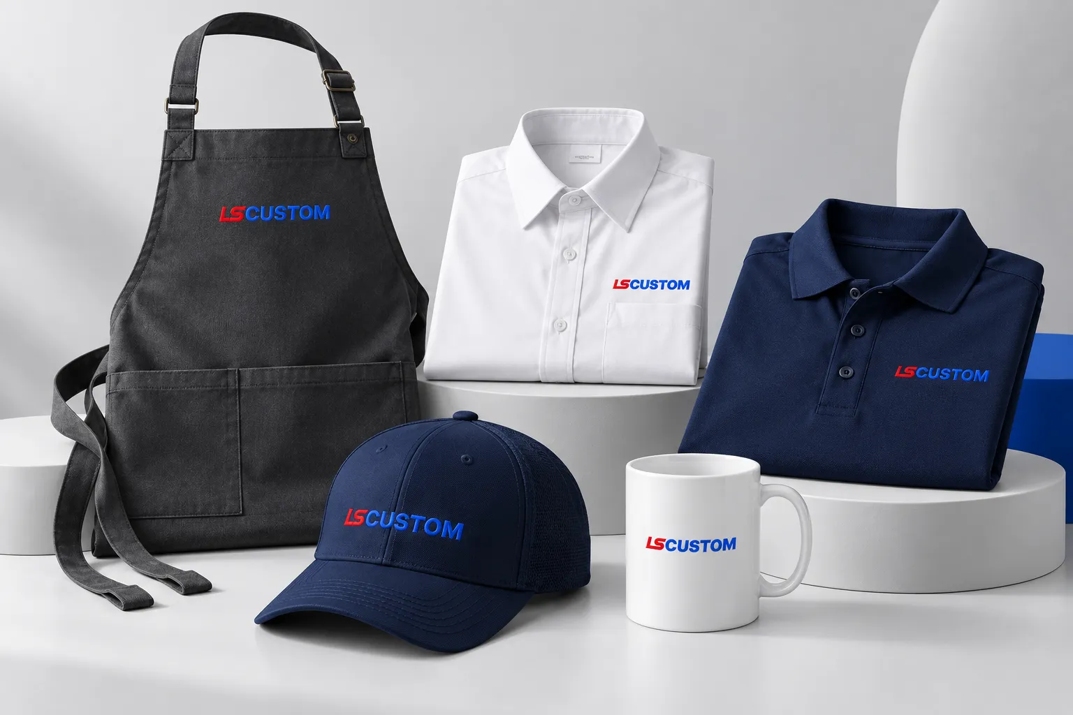 Illustrative LS Custom hospitality uniform and merchandise assortment
