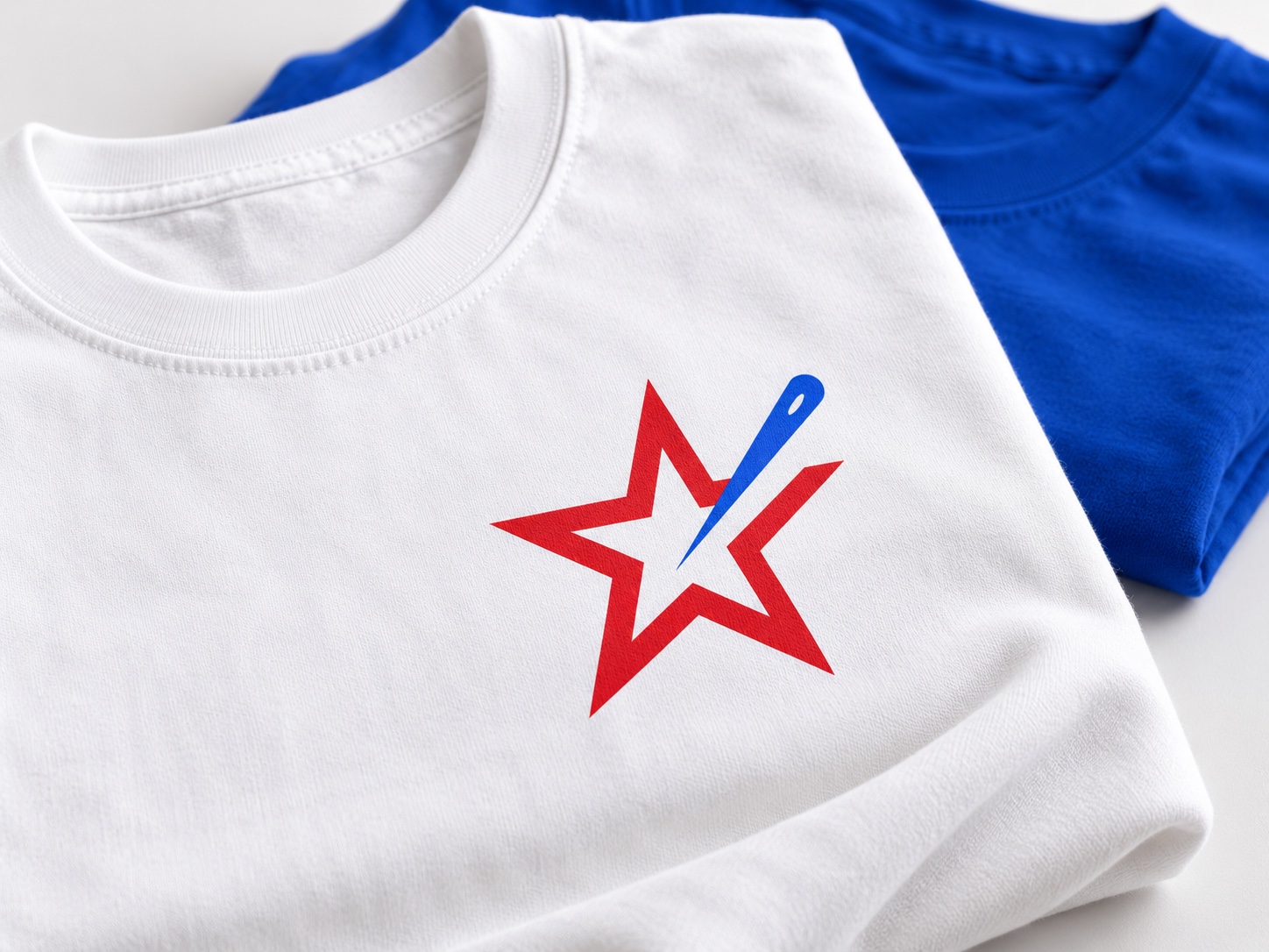 Printed artwork on a navy shirt