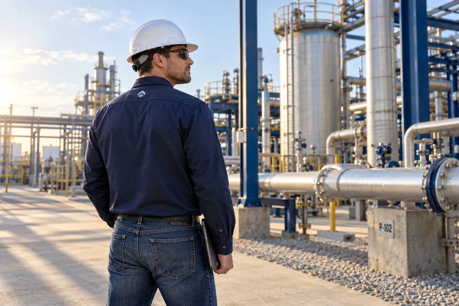 Illustrative energy professional in workwear