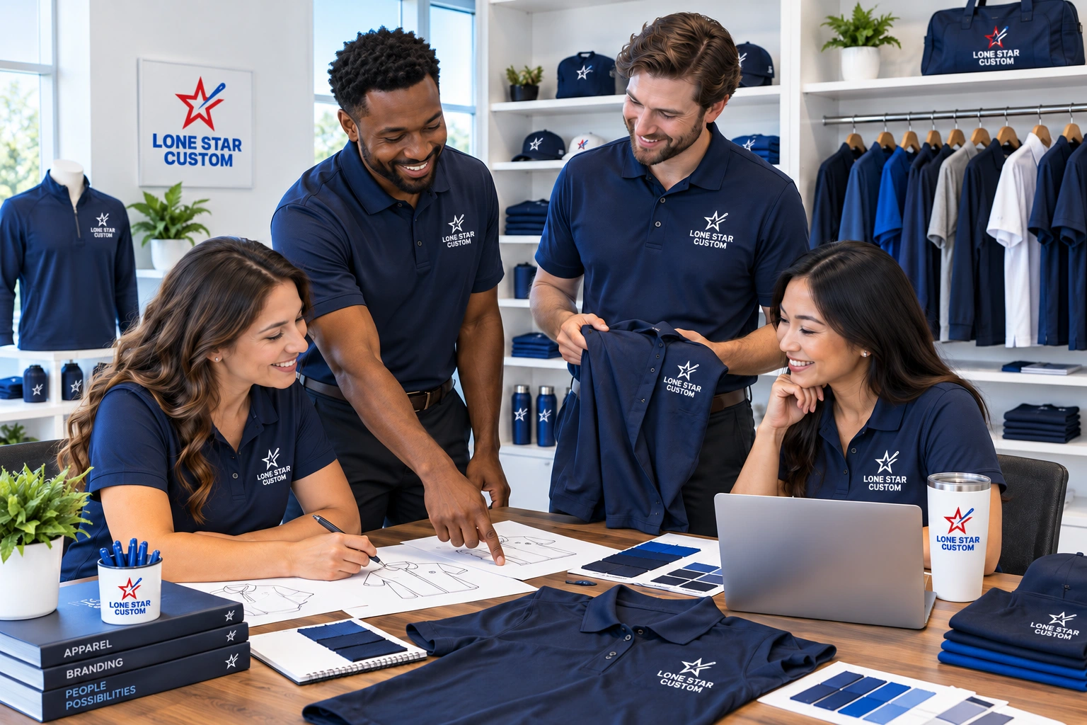 Illustrative branded apparel and merchandise