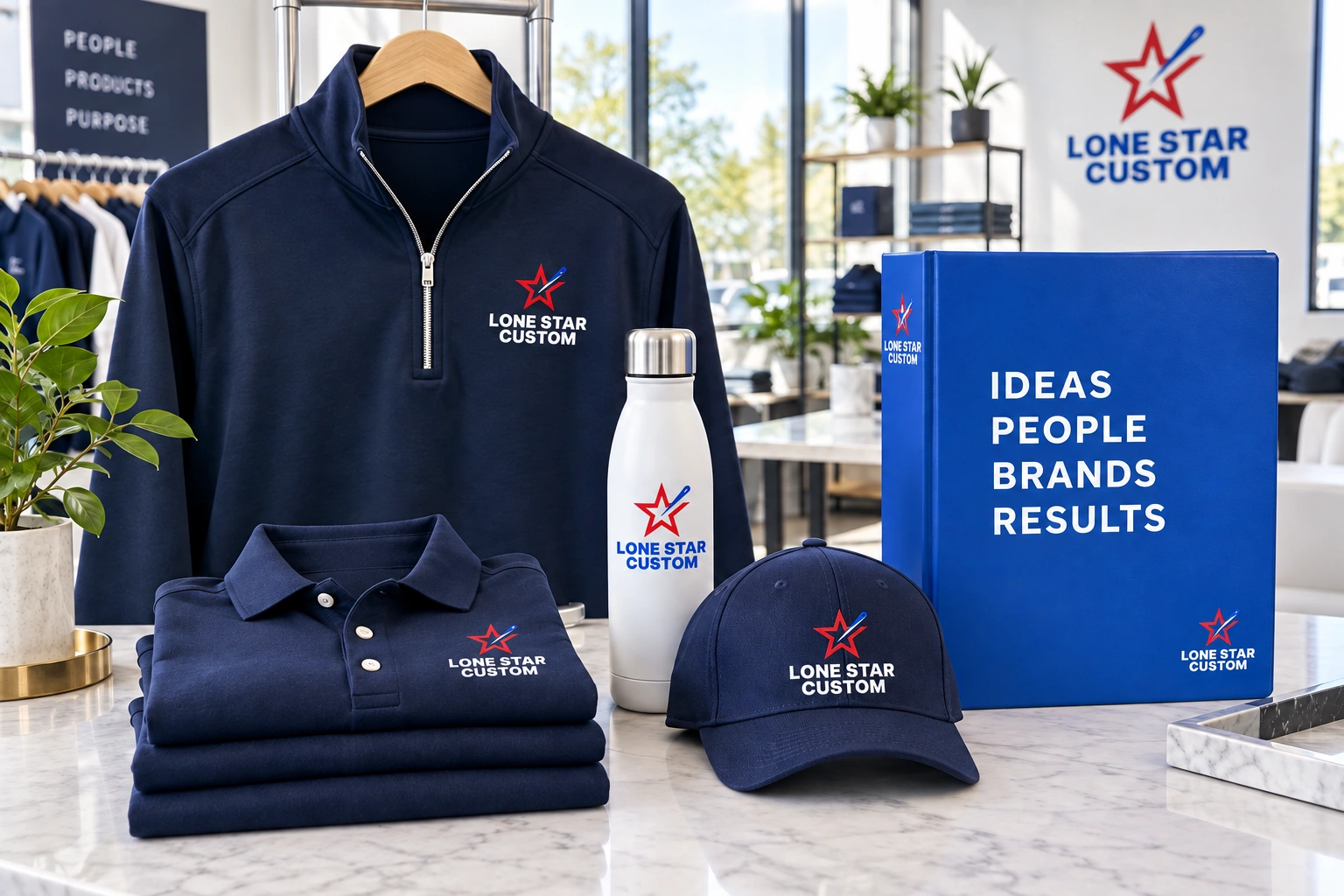 Illustrative branded apparel and merchandise