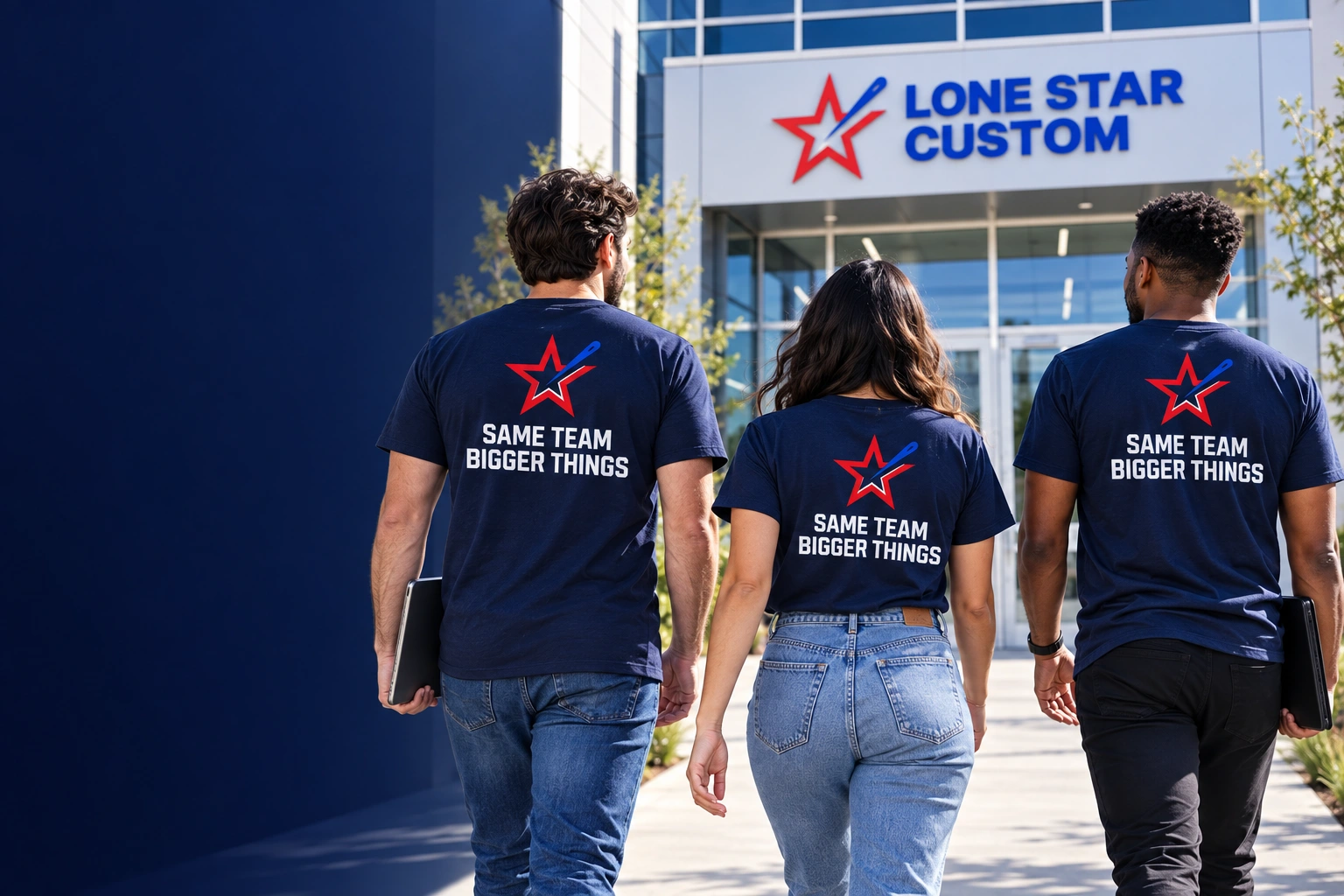 Illustrative team walking together