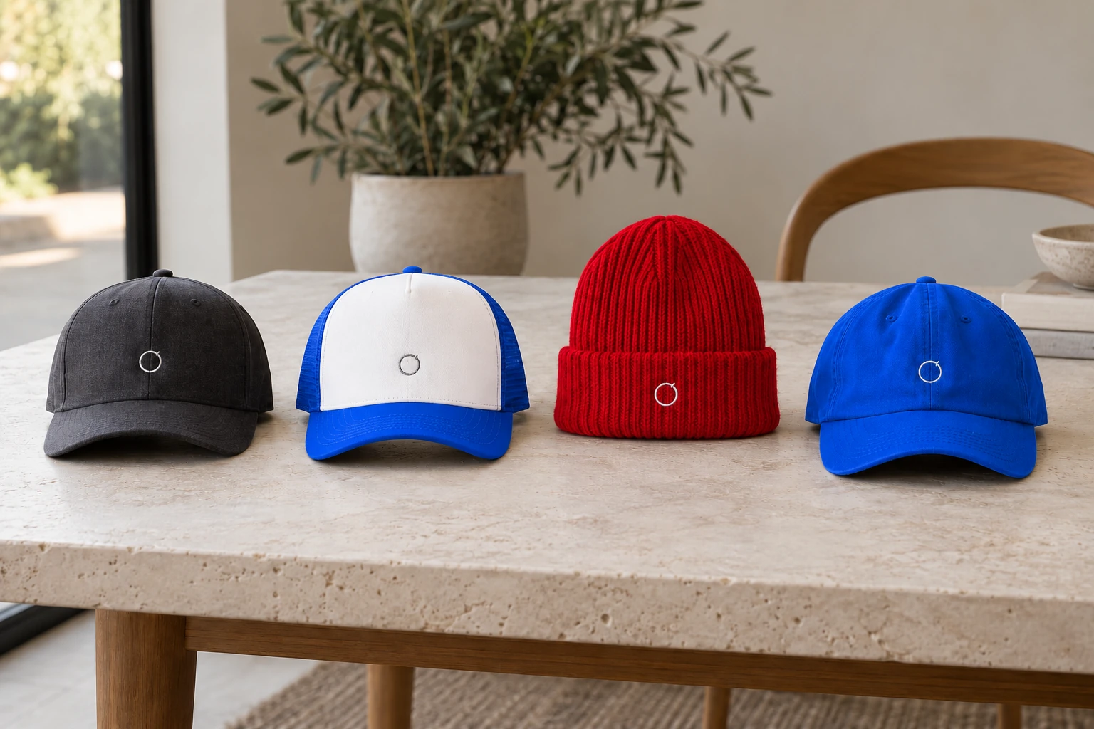 Four headwear styles