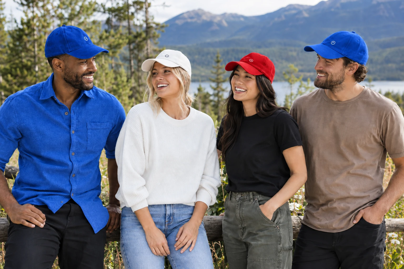Team wearing four different cap colors