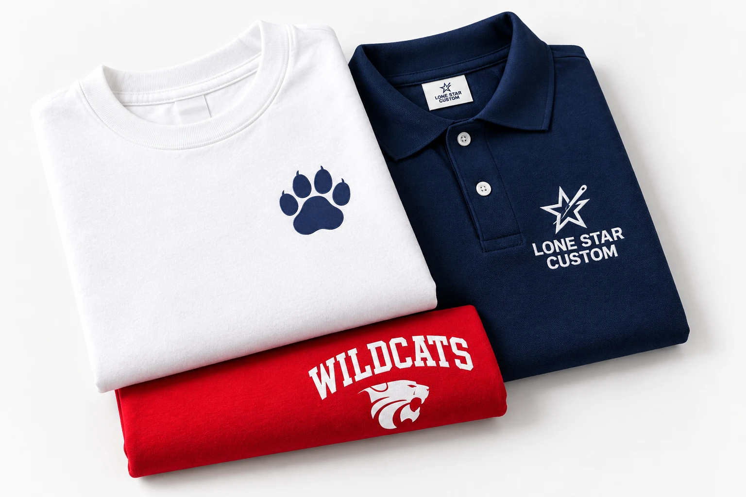 Approved white navy red and blue school apparel