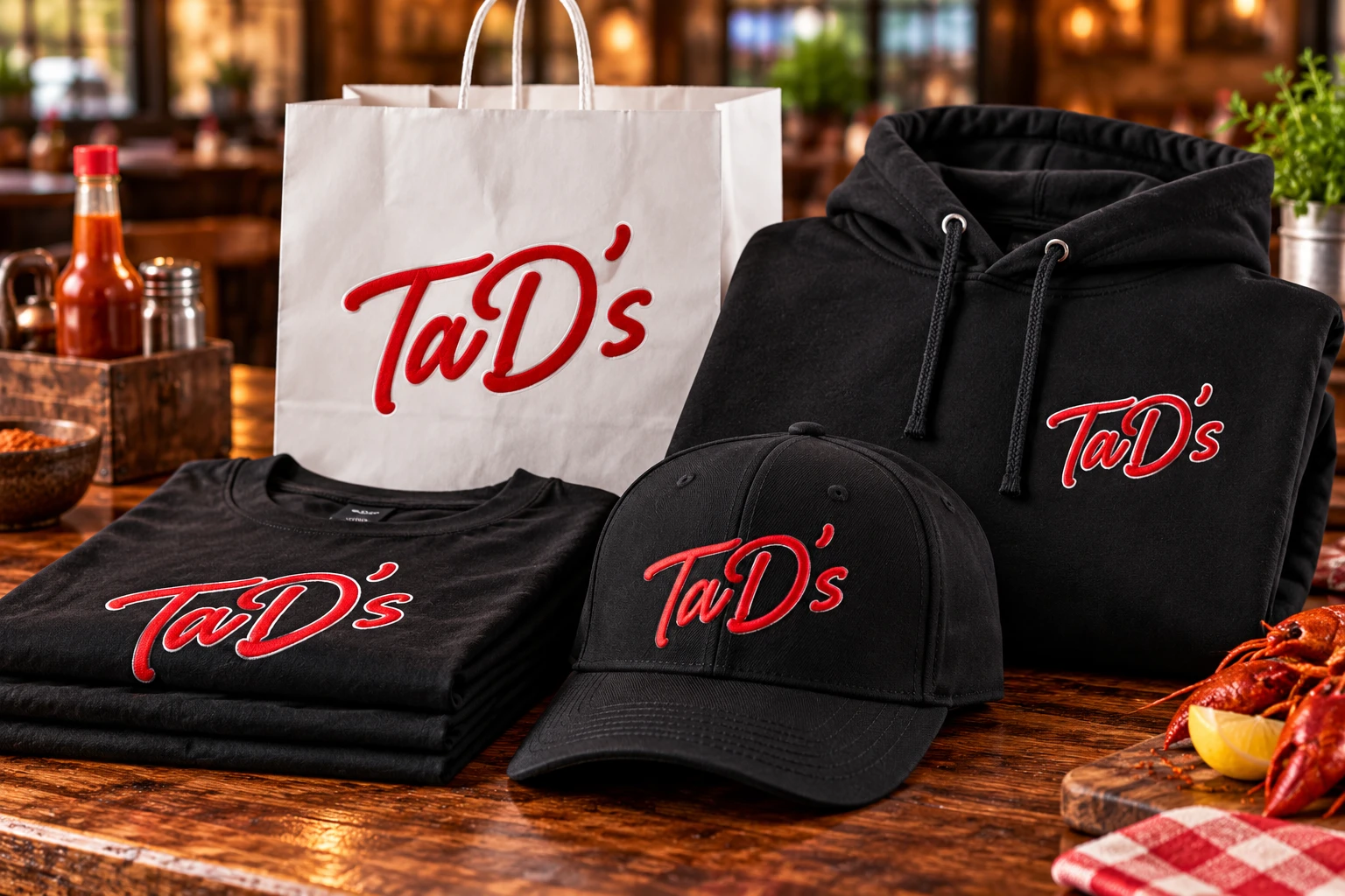 TaD’s branded apparel and merchandise examples