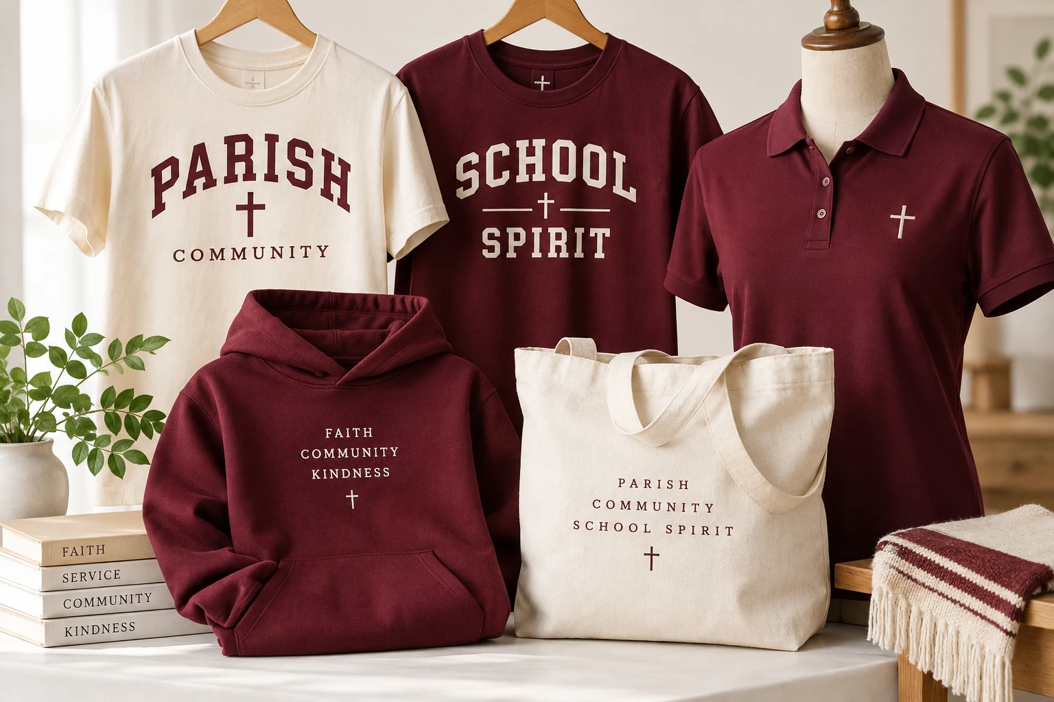 Catholic parishes & schools custom apparel and merchandise concept collection
