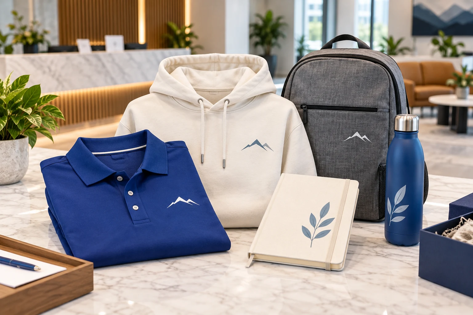 Corporate teams custom apparel and merchandise concept collection