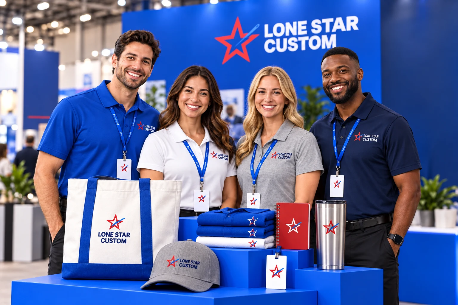 Trade show apparel and merchandise concept with coordinated colors
